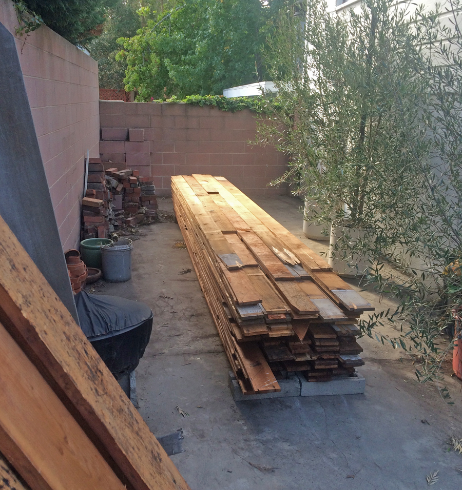 Reclaimed lumber from the original Palm House which was reused in construction of the new farmhouse.